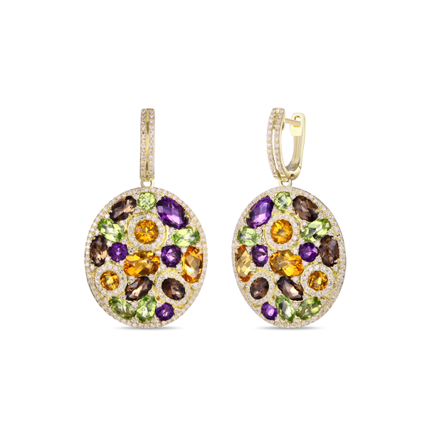 14 karat yellow gold and multi gemstone earrings - Roberts Fine Jewelers